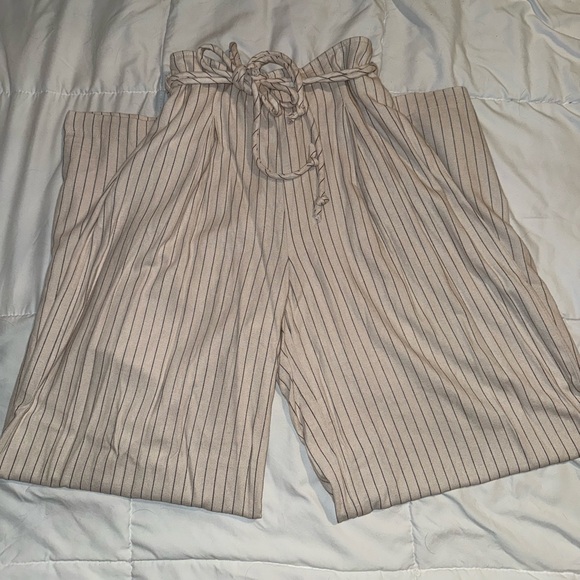 Pants - Wide Legged Flowy Striped Pants